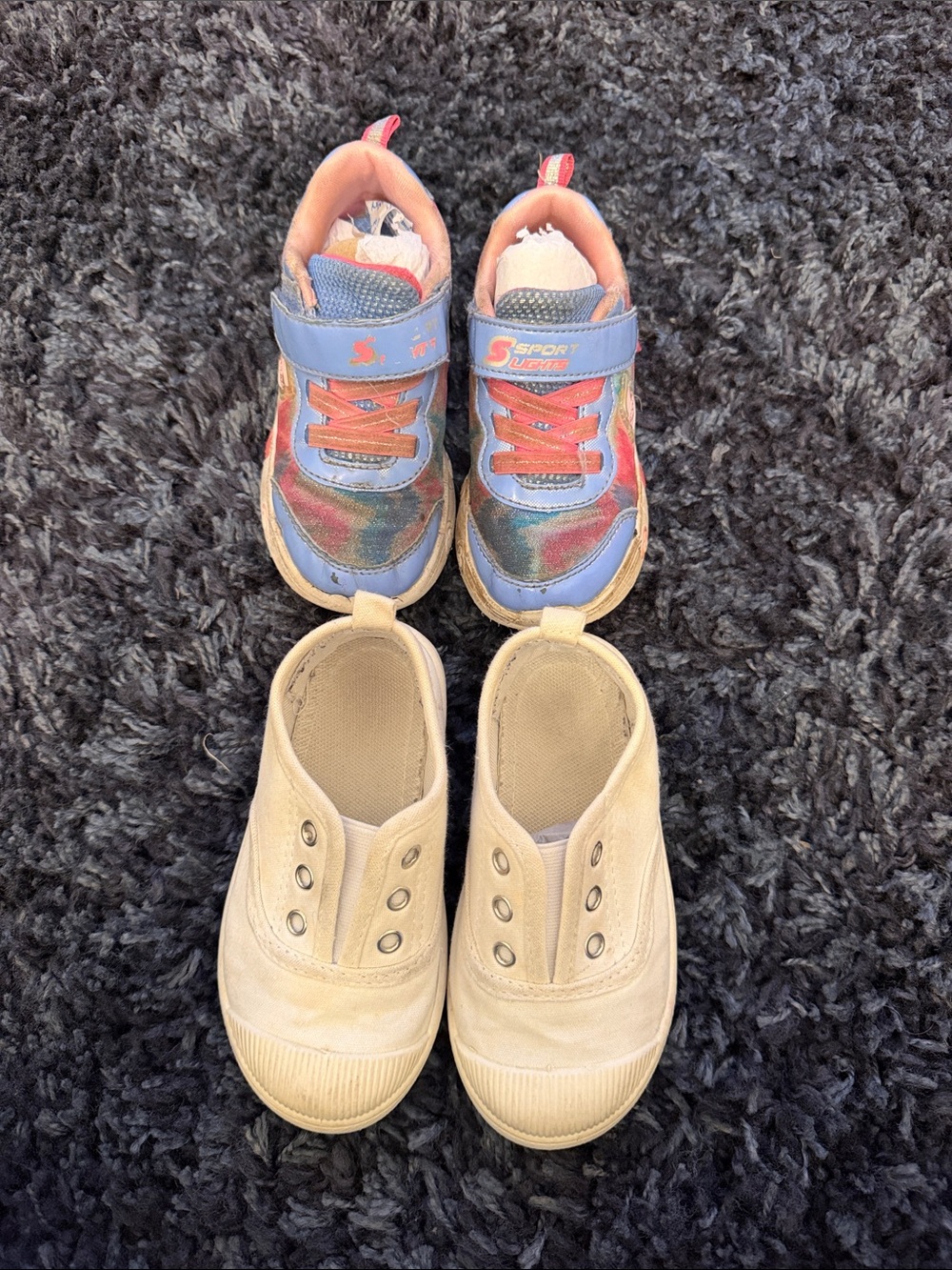 Lot of 2 pairs kids shoes: skechers & plain white tennis